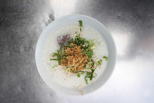rice gruel, rice porridge or congee dish